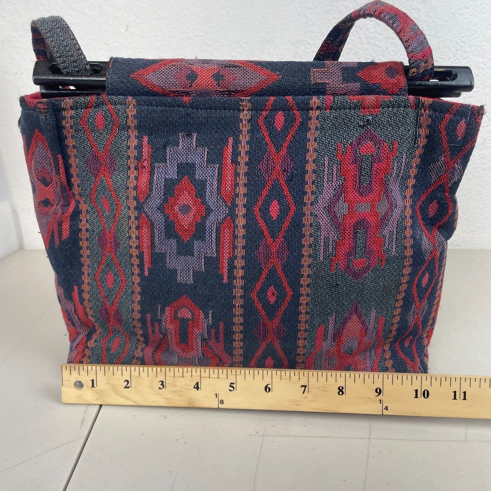 Vintage Toby Weston Purse Handbag Red Aztec Tribal Tapestry Shoulder Bag USA - Picture 13 of 13